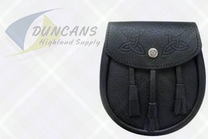 Leather Sporran With Celtic Embossed Flap